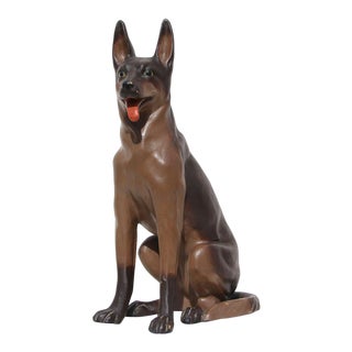 1940s German Shepherd Earthenware Figurine, Portuguese For Sale