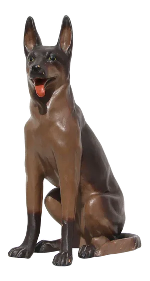 1940s German Shepherd Earthenware Figurine, Portuguese
