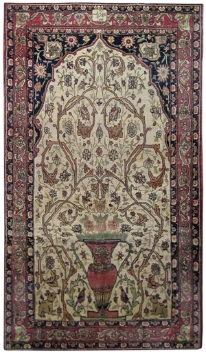 1900s Antique Persian Lavar Meditation Rug-5’0"x8’4"