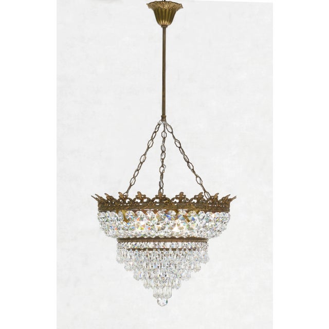 1930s French Tiered Crown Waterfall Crystal Chandelier, 1930s For Sale - Image 5 of 6