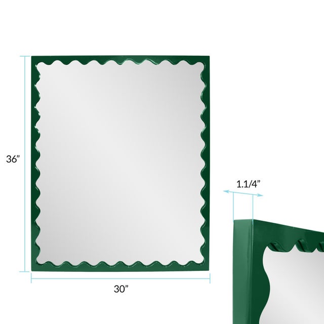 Scalloped Green Retangle Mirror For Sale In Chicago - Image 6 of 6