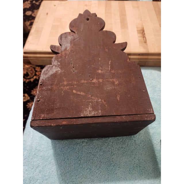 Vintage Carved Wood Primitive Salt Box For Sale In San Antonio - Image 6 of 14