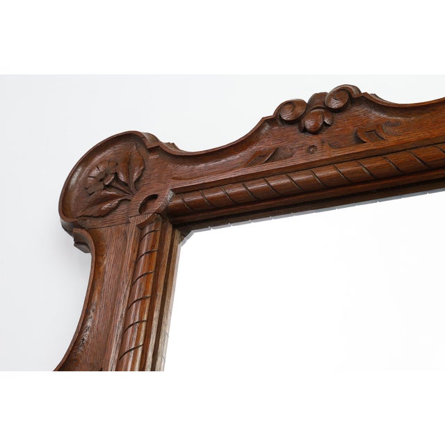 Wood Baroque Oak Carved Wall Mirror, Belgium, 1900s For Sale - Image 7 of 11