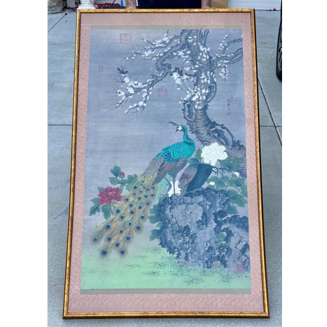 Chelsea House Pair of Monumental Hand-Painted Silk Paintings Chinoiserie For Sale - Image 11 of 18