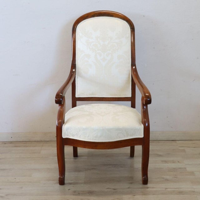 Wood Antique Walnut Armchair, 1800s For Sale - Image 7 of 13
