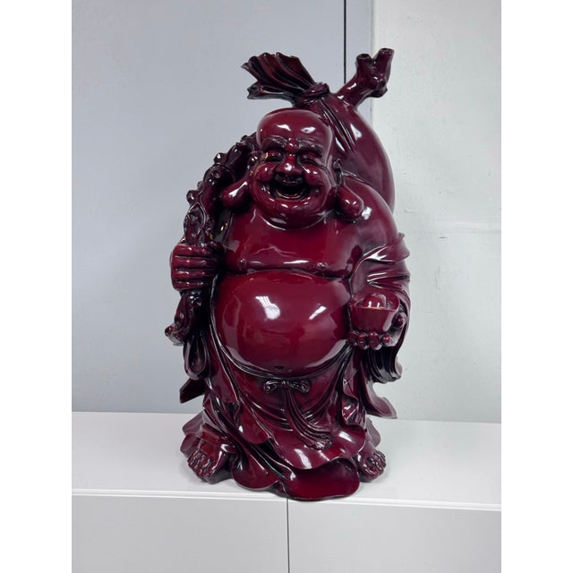 Circa 1990's Large Red Resin Happy Lucky Laughing Buddha For Sale - Image 9 of 12