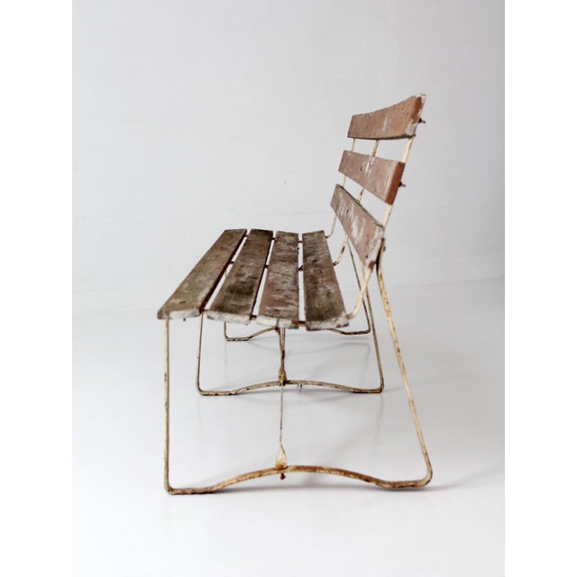 Early 20th Century Vintage Wood and Metal Garden Bench For Sale - Image 5 of 13