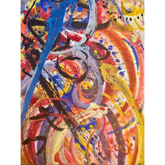 Hendrik Grise Signed Vintage Original Abstract Expressionist Painting For Sale - Image 4 of 8