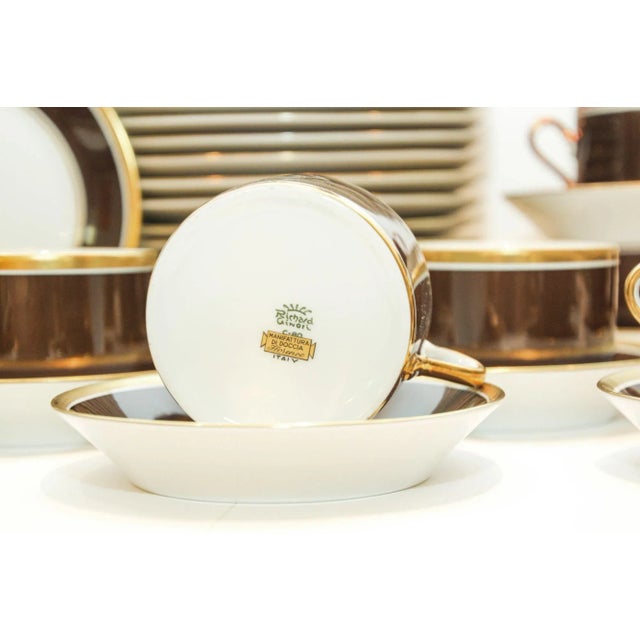 Richard Ginori Richard Ginori Italian Porcelain Coffee Tea Cup Brown & Gold 1 of 16 Available For Sale - Image 4 of 12