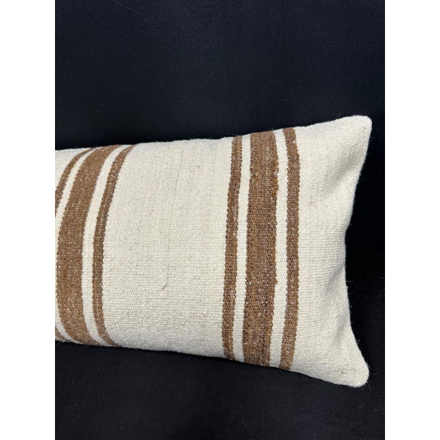 Turkish Hemp Pillow Cushion Natural Beige Brown Cushion Cover 14"x40" For Sale - Image 4 of 4