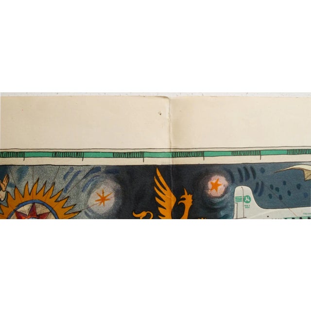 1950s 1954 Vintage French Map, Tai Transports Aériens Intercontinentaux - Luc-Marie Bayle For Sale - Image 5 of 6