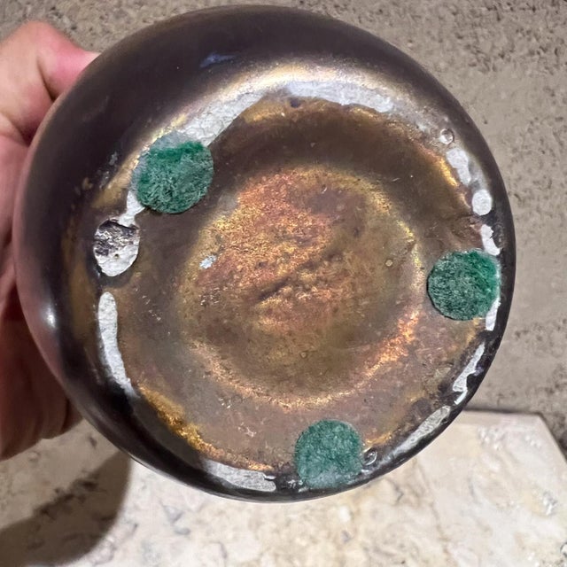 Weller Pottery Lasa Glazed Gold Vase Art Landscape For Sale - Image 9 of 9