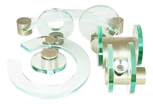 Bathroom Set in Nickel-Plated Brass and Glass from Fontana Arte, 1960s, Set of 7