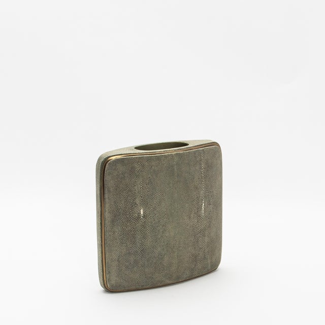 R & Y Augousti Shagreen Vase With Brass Details by R&y Augousti For Sale - Image 4 of 7