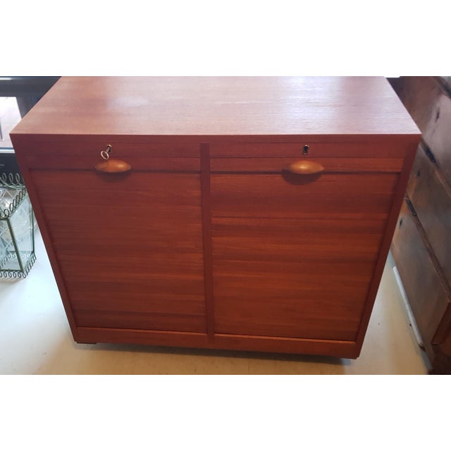 Wood Danish Sideboard with Rolltüren in Teak from Dyrlund, 1960s For Sale - Image 7 of 8