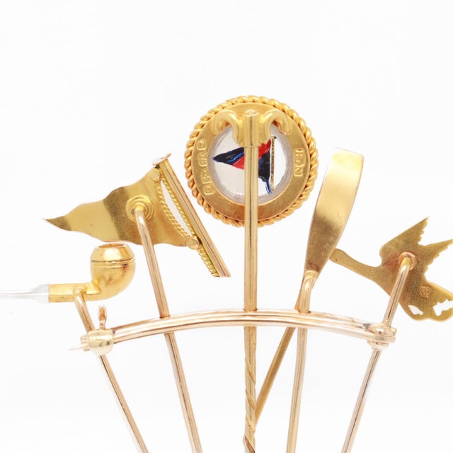 14k Gold Yachting, Rowing, & Duck Hunting Stick Pin Brooch For Sale In Philadelphia - Image 6 of 12
