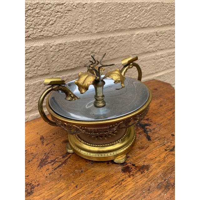 1940s 1940s Hollywood Regency Brass and Chrome Floral Ashtray For Sale - Image 5 of 12