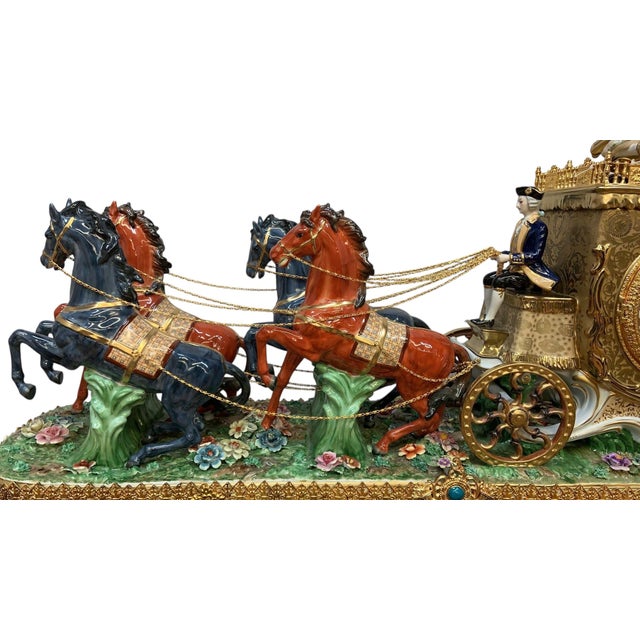 Antique Franz Hermle Monumental Capodimonte Style Vienna Porcelain Sculpted Mantel Clock/Centerpiece For Sale - Image 12 of 17