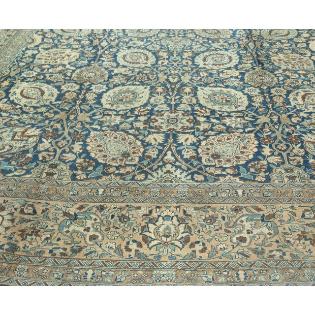 Textile Vintage Persian Tabriz Botanic Handmade Wool Carpet For Sale - Image 7 of 7