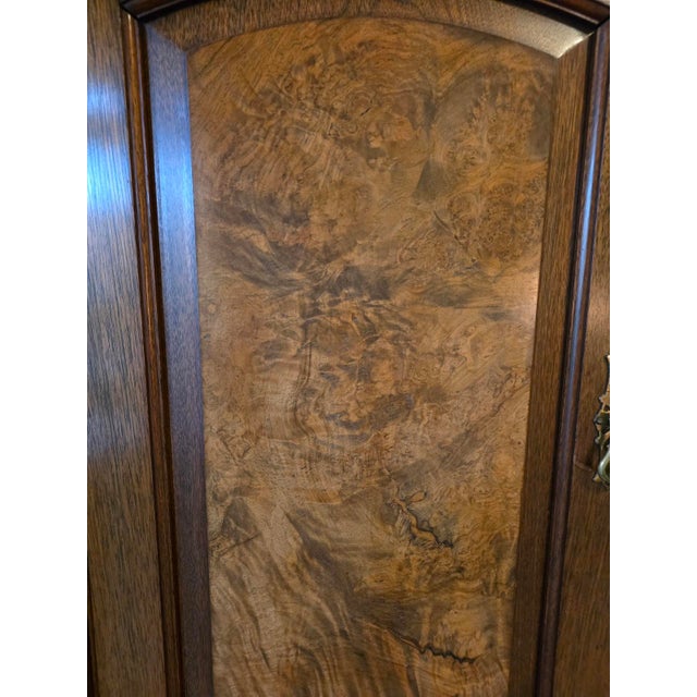 Wood 19th Century Victorian Burl Wood & Oak 3-Door Grand Wardrobe Armoire With Mirror For Sale - Image 7 of 12