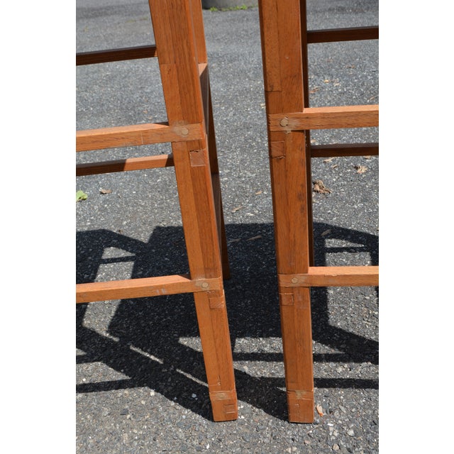 1990s Pair Wooden Butcher Block Square Bar Height Stools or Prep / Cutting Board Tables For Sale - Image 11 of 13