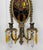 Antique Empire Brass & Stained Glass Crystal Prism Candle Wall Sconces - A Pair For Sale - Image 9 of 11