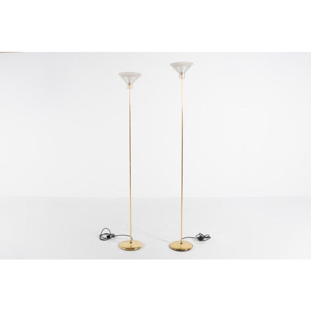 Gold Golden Floor Lamps with Glass Shade, Set of 2 For Sale - Image 8 of 9