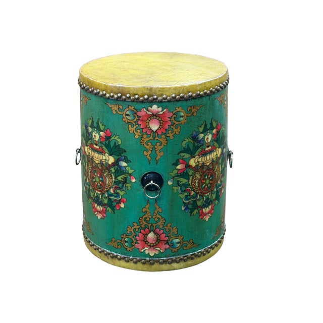 Introduce a vibrant touch of Himalayan artistry to your home with this exquisite, handcrafted Tibetan drum-style accent...