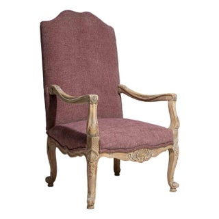 19th Century France Louis XIV Antique White Wood Armchair For Sale