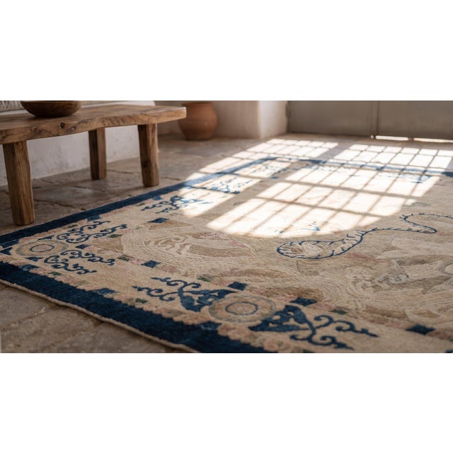Early 20th Century Chinese Peking Carpet ( 4'10" x 5'2" - 147 x 158 ) For Sale - Image 9 of 11
