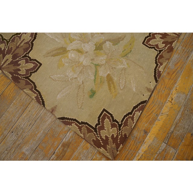 1880s Gray Geometric Antique French Needlepoint Rug 7'4" X 12'4" Flatweave Silk Carpet For Sale In New York - Image 6 of 6