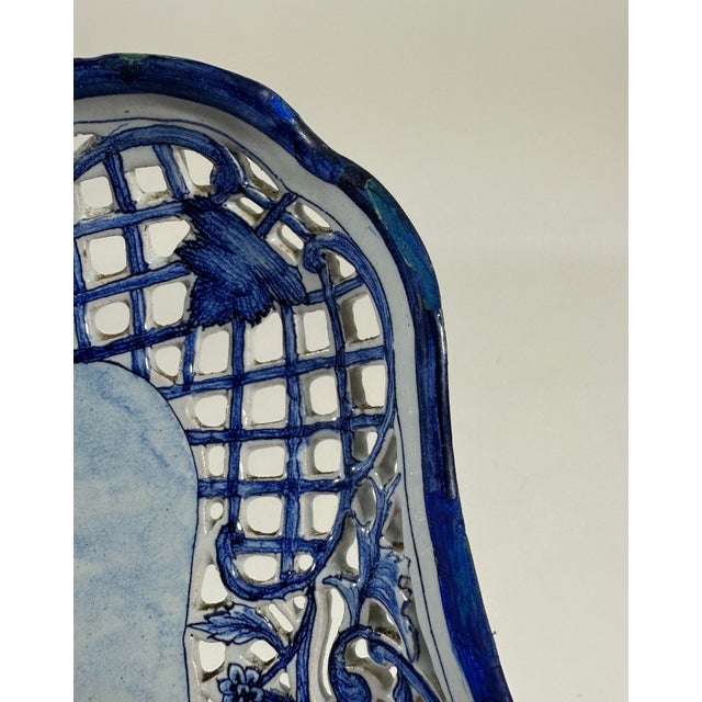 Delft Reticulated Square Delft Dish by Royal Makkum For Sale - Image 4 of 7