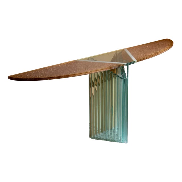 Glass Console Table by Luigi Massoni for Gallotti & Radice, 1980s For Sale