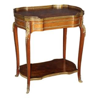 19th C French Louis XV Style Bronze Ormolu Mounted Two Tier End Table For Sale