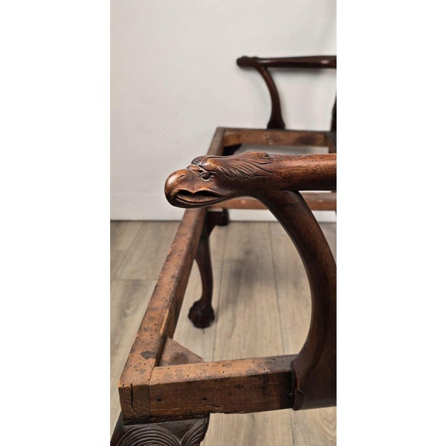 Brown 19th Century English or Irish Mahogany Chippendale Settee For Sale - Image 8 of 11