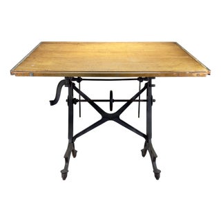 Antique Industrial Cast Iron Drafting / Drawing / Architects Table by Keuffel and Esser Co., New York For Sale