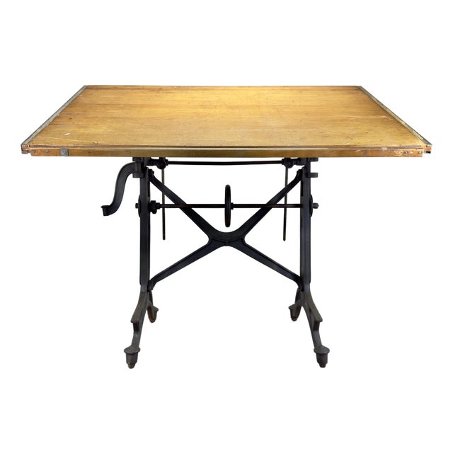 Antique Industrial Cast Iron Drafting / Drawing / Architects Table by Keuffel and Esser Co., New York For Sale