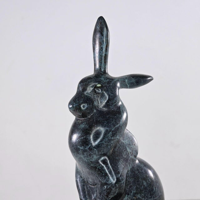 Metal Tim Cherry Bronze Rabbit Hare Sculpture 70/75 Limited Edition Black Base 7.25" For Sale - Image 7 of 10