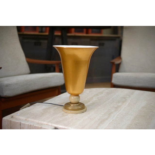 Brown Art Deco Metal Table Lamp, 1930s For Sale - Image 8 of 13