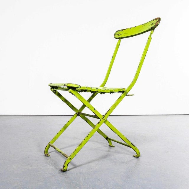 Green English Lime Green Pavilion Folding Chair, 1950s For Sale - Image 8 of 11