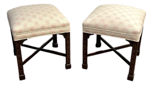 1980s Chinese Chippendale Style Pair of Benches Attributed to Baker Furniture