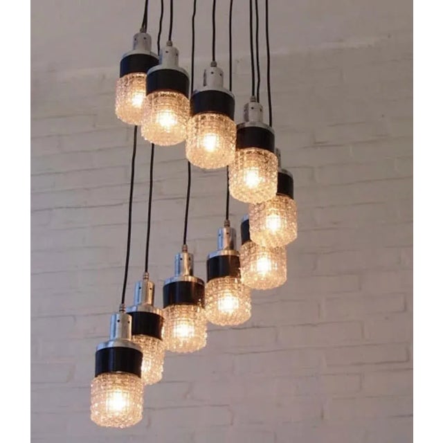 Stilnovo Mid-Century Modern Ten Lights Cascading Chandelier, Circa 1970 For Sale - Image 4 of 13