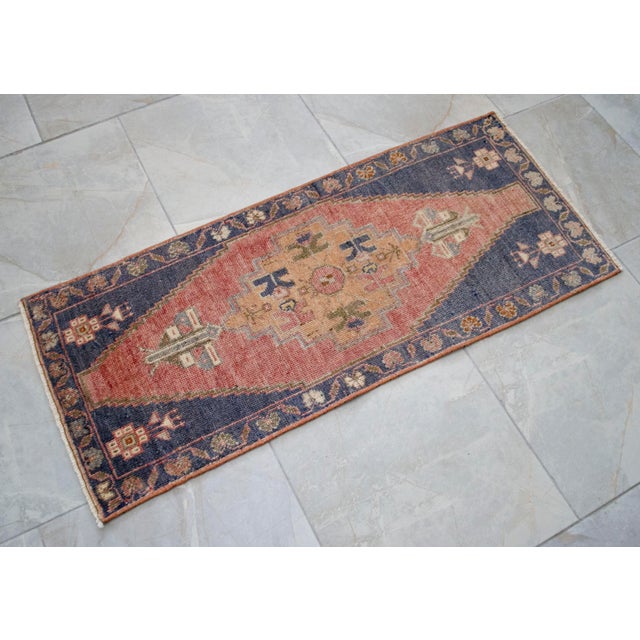 1970s Entryway Rug, Bath Mat, Kitchen Decor, Small Rug, Turkish Rug, Doormat 1'7" X 3'7" For Sale - Image 6 of 11