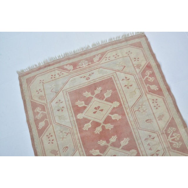 Pink 1960s Muted Pink and Neutral Turkish Carpet For Sale - Image 8 of 10