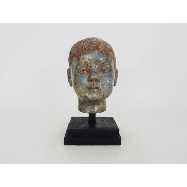 Sculpture of a Child's Face in Glazed Sandstone, Italy, 1970s For Sale - Image 10 of 10