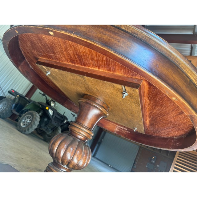 Round Pedestal Wood Table For Sale - Image 4 of 10