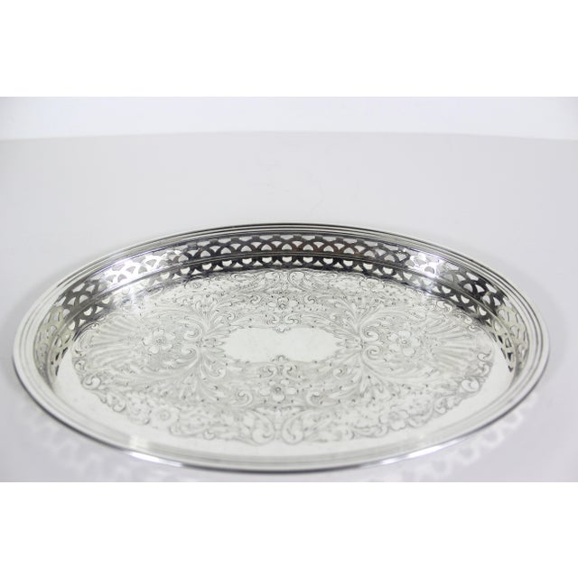 Small Vintage Oval Silver Tray For Sale - Image 4 of 8