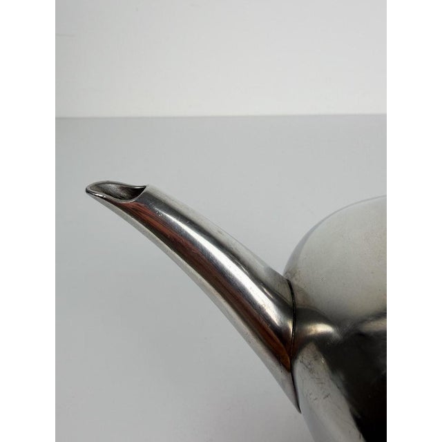 Mid-20th Century Pewter Tea Set with Rattan Wrapped Handlers from Gras et Etienne, 1950s, Set of 3 For Sale - Image 16 of 18