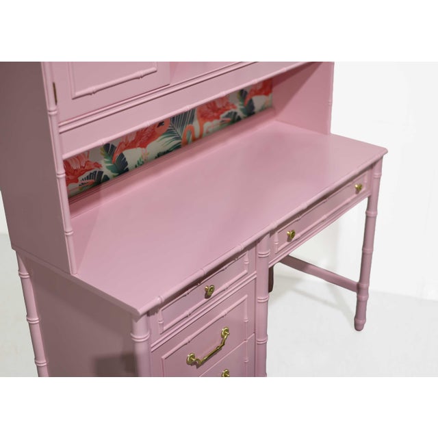 1960s Hollywood Regency Faux Bamboo Two Piece Desk by Thomasville - Newly Refinished For Sale - Image 9 of 18