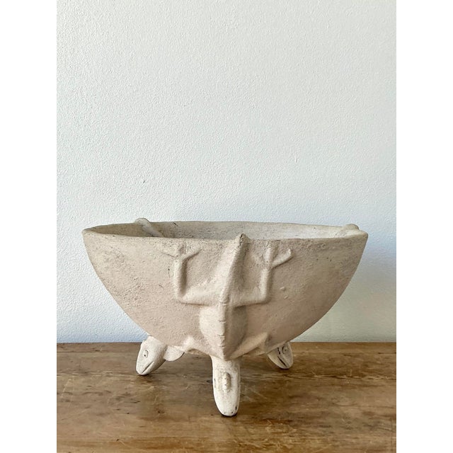 Contemporary Vintage Boho Cast Lizard Ceramic Bowl For Sale - Image 3 of 11